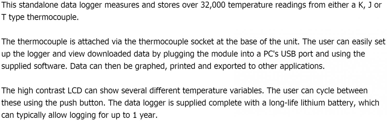 אוגרי נתונים LASCAR DATA LOGGER EL-USB-TC-LCD